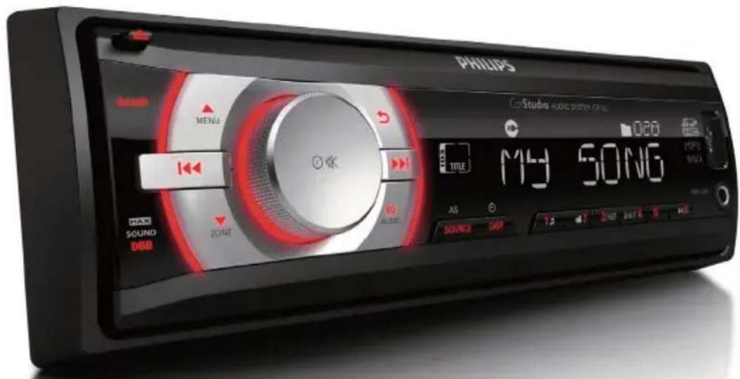 PHILIPS Co-Studio Audio System CPU MENU S M28 028 MP3 MVA TITLE MY SONG AS SOURCE AMP 1.3 3.42 6.47 5 ADD