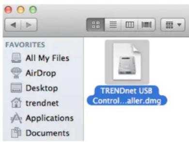 FAVORITES All My Files AirDrop Desktop trendnet Applications Documents TRENDnet USB Control...aller.dmg