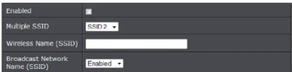 Enabled Multiple SSID SSID 2 Wireless Name (SSID) Broadcast Network Name (SSID) Enabled