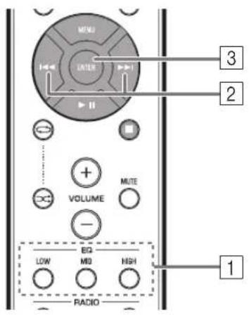 MENU INTER II 3 2 VOLUME MUTE - EQ LOW MIO HIGH 1 RADIO