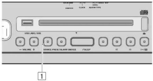 UNIT: 100 1 DIM/ASH CLOCK ALARM TYPE USB LABEL SIDE VOLUME + SOURCE PRESET ALARM SMOOZE /SLEEP >= / 00 1