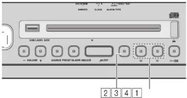 AIR SWITCH DINJACK CLOCK ALARM TYPE USB LABEL SIDE VOLUME SOURCE PRESETALARM SNOOZE ALEEP << >> >/DO 2 3 4 1