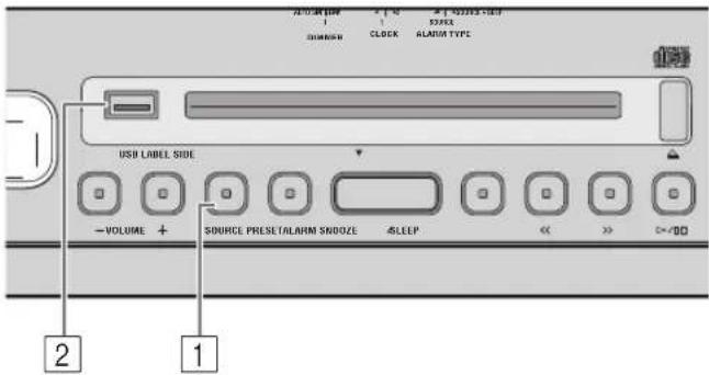 USB LABEL SIDE VOLUME + SOURCE PRESET ALARM SINDOZE SLEEP << >> <=/00 1 2 1 1 SHORT CLOCK ALABIR TYPE
