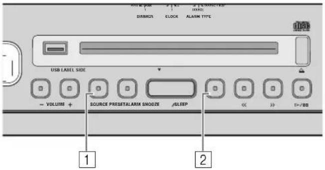 USB LABEL SIDE VOLTAGE DIMENSIONS CLOCK ALARM TYPE VOLUME + SOURCE PRESET ALARM SNOOZE /SLEEP << >> T+/80 1 2