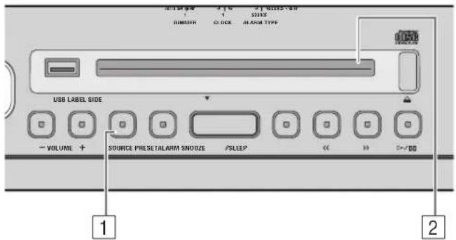 USB LABEL SIDE VOLUME + SOURCE PRESETALARM SNOOZE /SLEEP << >> 3=100 1 2