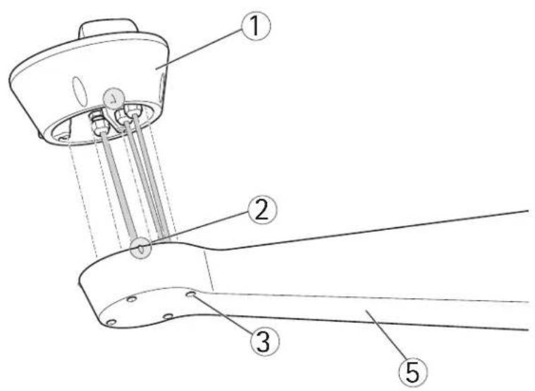 Technical diagram of a mechanical device with numbered parts labeled 1 to 5