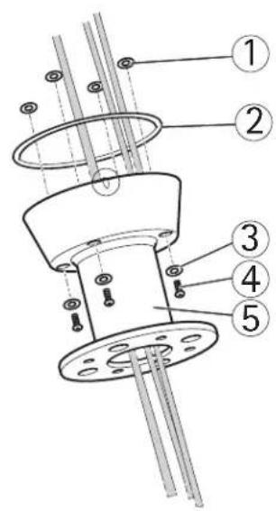 Technical diagram of a mechanical assembly with numbered components for identification
