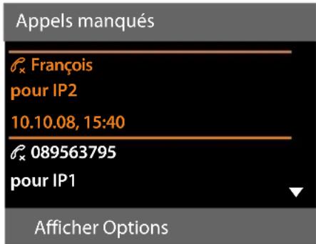 Appels manqués François pour IP2 10.10.08, 15:40 089563795 pour IP1 Afficher Options
