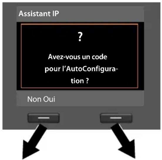 Assistant IP ? Avez-vous un code pour l'AutoConfigura- tion ? Non Oui