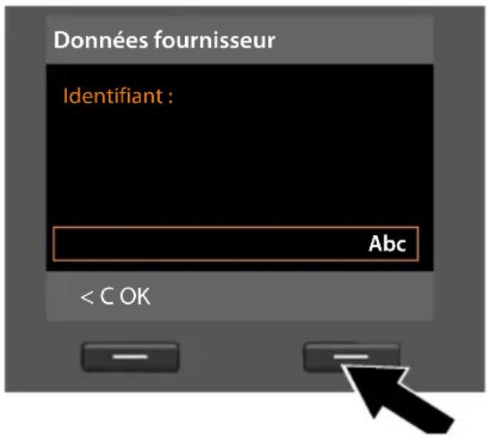 Données fournisseur Identifiant : Abc < C OK