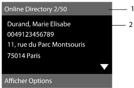 Online Directory 2/50 Durand, Marie Elisabe 0049123456789 11, rue du Parc Montsouris 75014 Paris Afficher Options 1 2