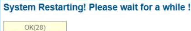 System Restarting! Please wait for a while ! OK(28)