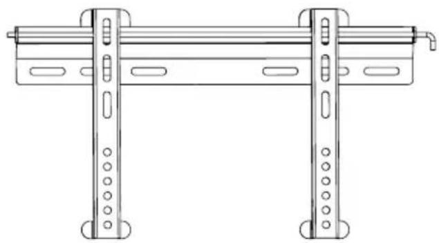Technical line drawing of a mechanical support frame with mounting holes and a roller (no text or symbols)