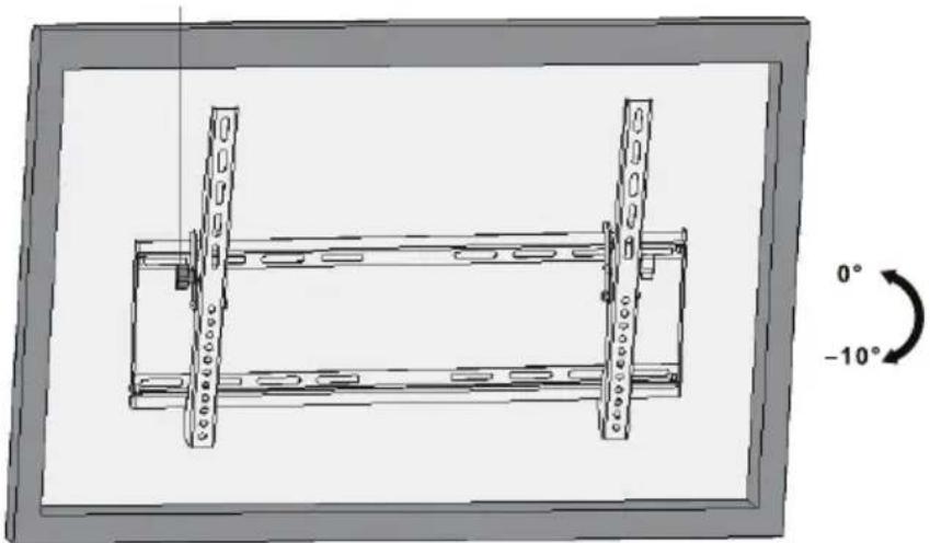 Technical line drawing of a mechanical assembly with angular annotations (0° and -10°) indicating rotation directions.