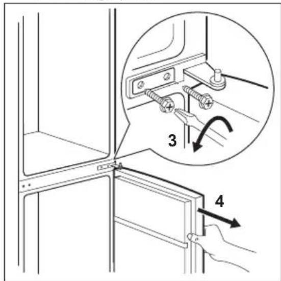 Technical diagram showing a mechanical assembly with labeled parts and an inset magnified view of a bracket connection detail.