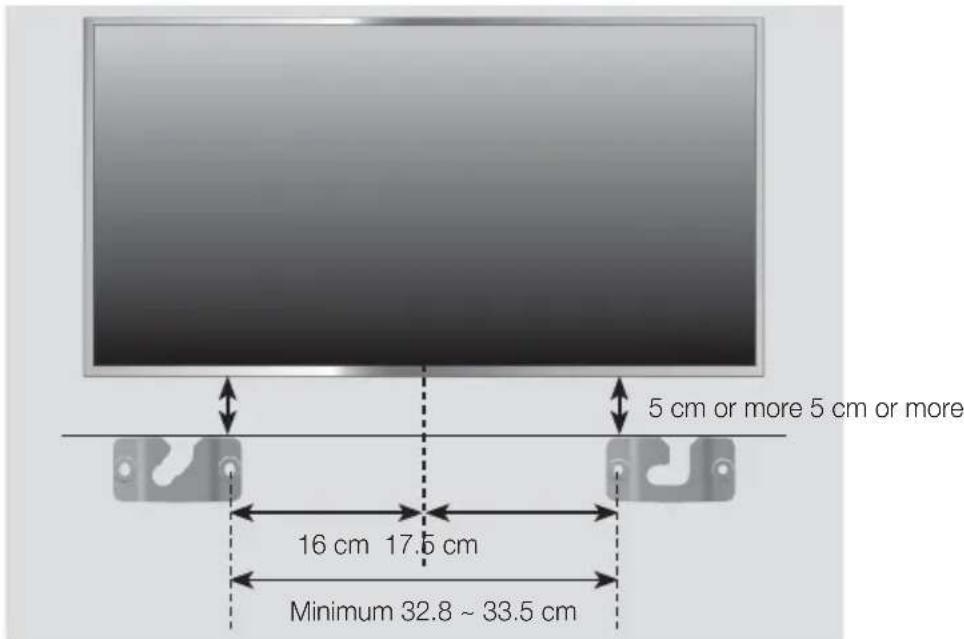 5 cm or more 5 cm or more 16 cm 17.5 cm Minimum 32.8 ~ 33.5 cm