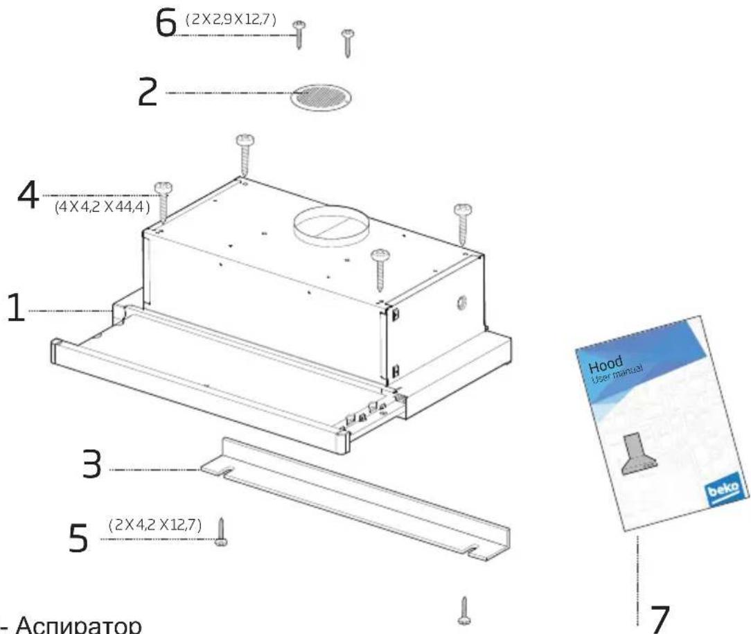 6 (2X2,9X12,7) 2 4 (4X4,2 X44,4) 1 3 5 (2X4,2 X12,7) - Аспиратор Hood User manual beko 7