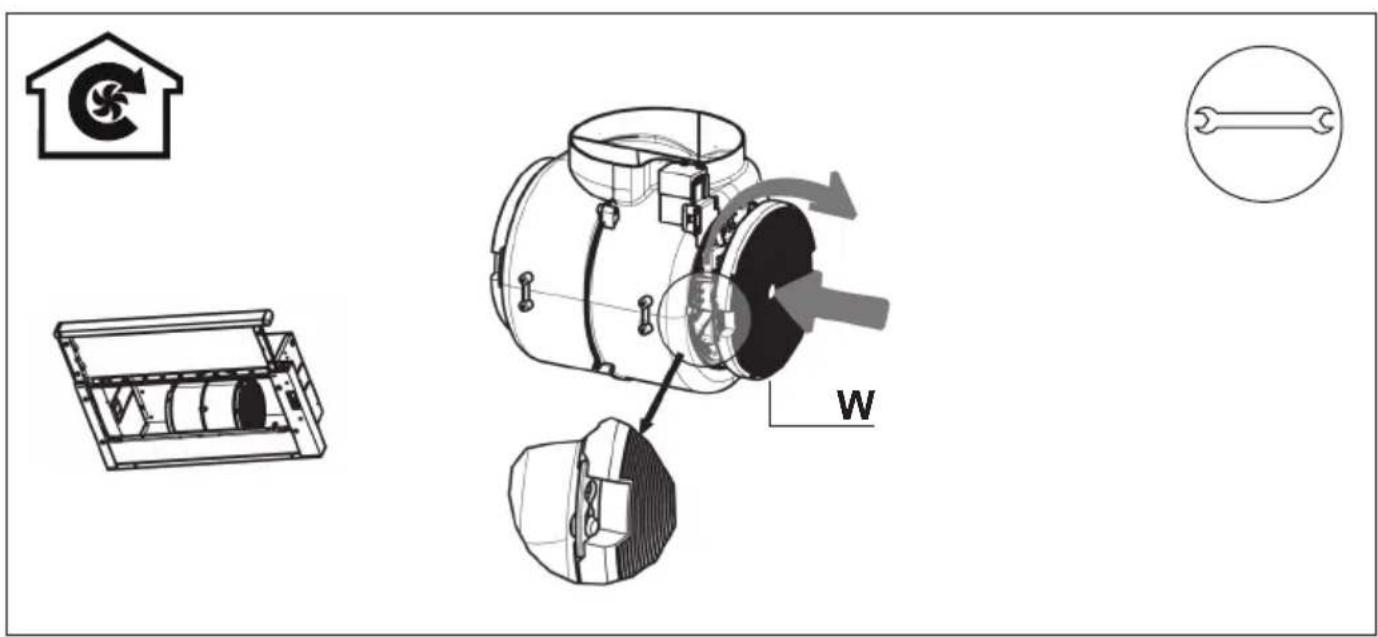 Technical diagram of a mechanical device with labeled components and directional arrows indicating motion or flow.