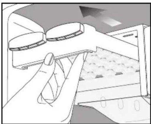 Illustration of a hand using a magnifying glass to interact with a device (no text or symbols visible)