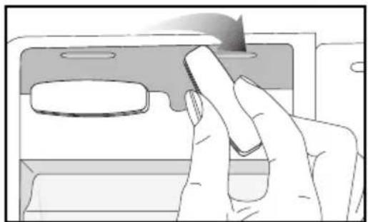 Illustration of a hand pressing down on a device panel with a scroll wheel (no text or symbols visible)