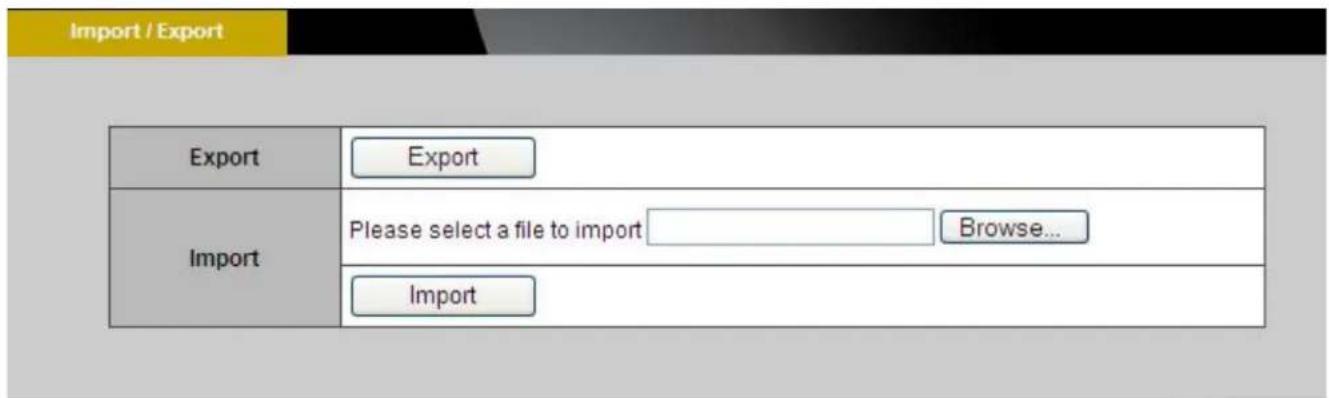 Import / Export Export Export Import Please select a file to import Browse... Import