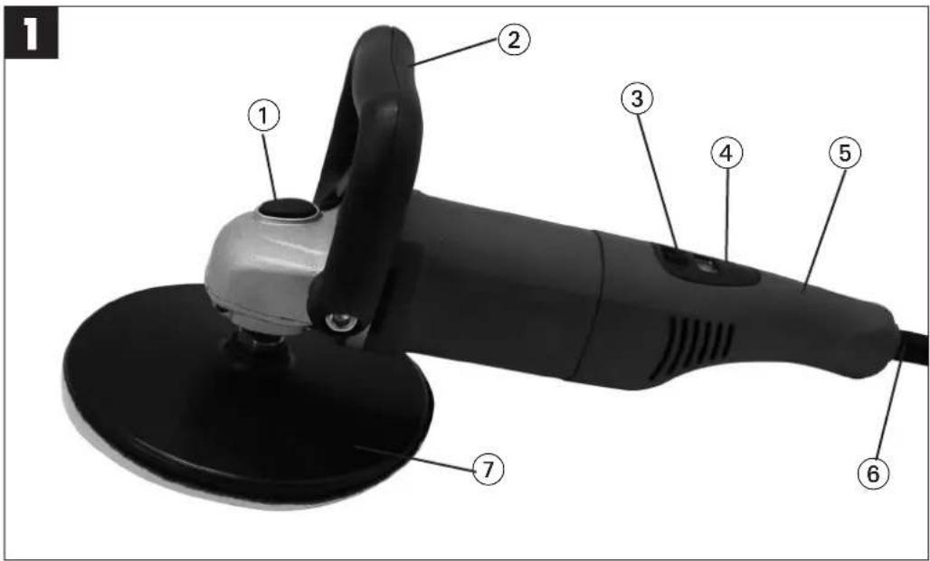Labeled diagram of a power tool with numbered parts for identification