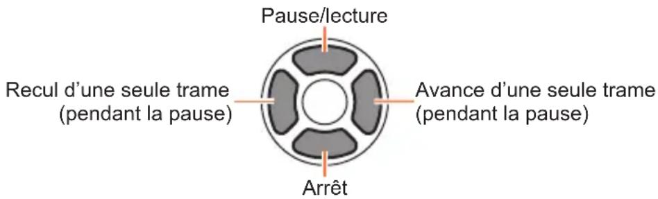 Pause/lecture Recul d'une seule trame (pendant la pause) Avance d'une seule trame (pendant la pause) Arrêt