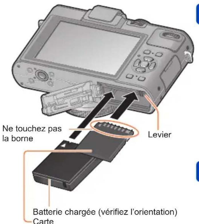 Ne touchez pas la borne Levier Batterie chargée (vérifiez l'orientation) Carte