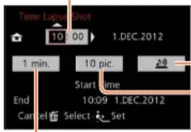 Time Lapse Shot 10:00 1.DEC.2012 1 min. 10 pic. Start Time End 10:09 1.DEC.2012 Cancel Select Set