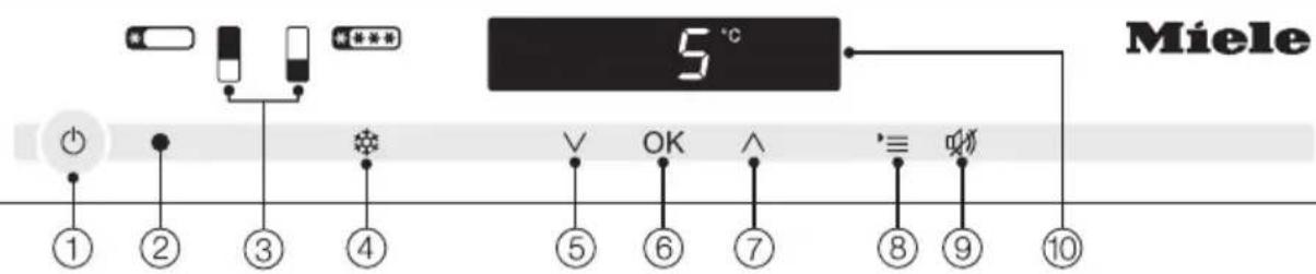 Miele 5 °C ① ② ③ ④ V OK ^ ⑤ ⑥ ⑦ ⑧ ⑨ ⑩