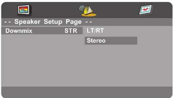 -- Speaker Setup Page -- Downmix STR LT/RT Stereo