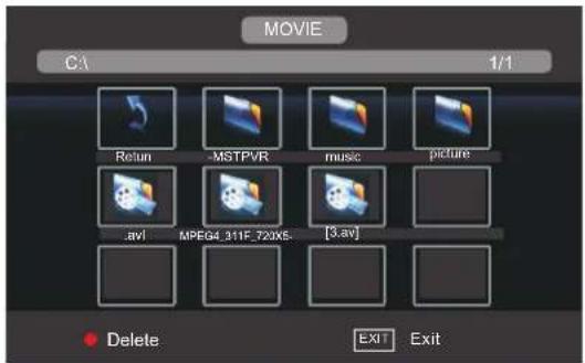 MOVIE C:\ 1/1 Return -MSTPVR music picture .avi MPEG4_311F_720X5 [3.av] Delete EXIT Exit
