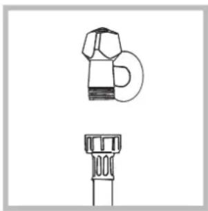 Technical line drawing of a pipe fitting with two views: top shows a knitted pipe fitting, bottom shows a flanged pipe fitting (no text or symbols)