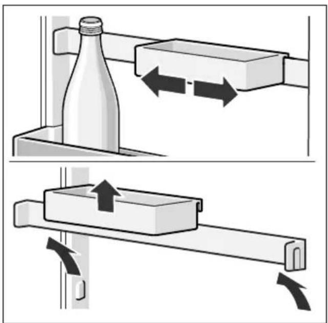 Diagram showing two mechanical setups with a bottle and conveyor belt, illustrating fluid flow or movement (no text or symbols)