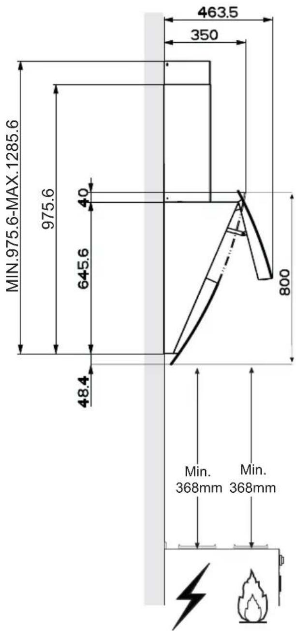 MIN.975.6-MAX.1285.6 975.6 40 645.6 48.4 463.5 350 800 Min. 368mm Min. 368mm