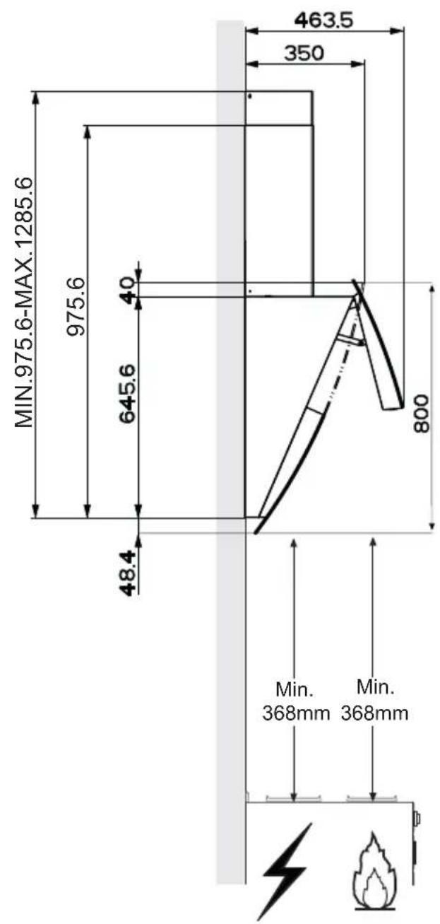 MIN.975.6-MAX.1285.6 975.6 40 645.6 48.4 800 463.5 350 Min. 368mm Min. 368mm
