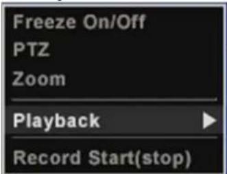 Freeze On/Off PTZ Zoom Playback Record Start(stop)