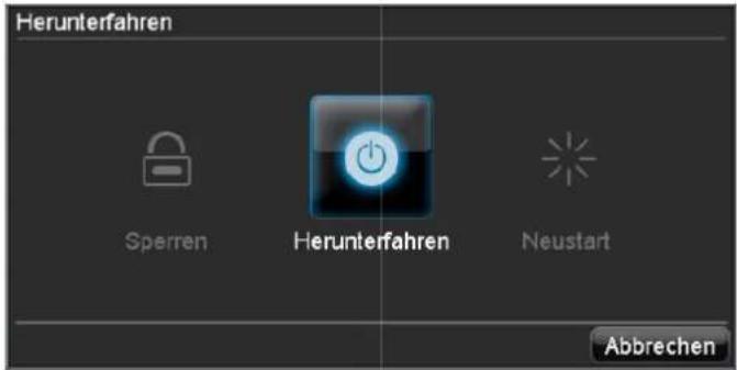 Herunterfahren Sperren Herunterfahren Neustart Abbrechen
