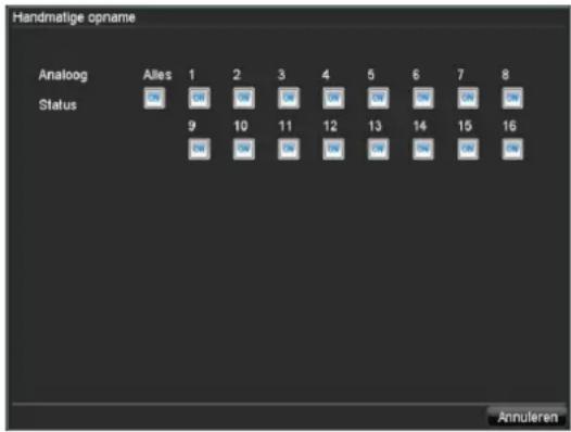 Handmatige opname Analog Alles 1 2 3 4 5 6 7 8 Status 9 10 11 12 13 14 15 16 0 0 0 0 0 0 0 0 0 Annularen