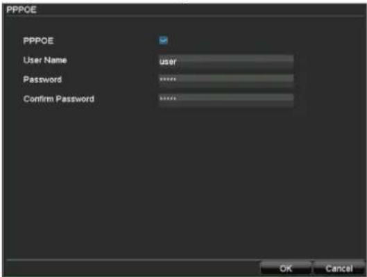 PPPOE PPPOE User Name user Password ****** Confirm Password ****** OK Cancel