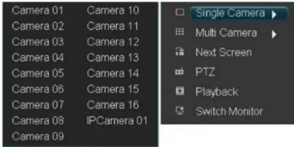 Camera 01 Camera 02 Camera 03 Camera 04 Camera 05 Camera 06 Camera 07 Camera 08 Camera 09 Camera 10 Camera 11 Camera 12 Camera 13 Camera 14 Camera 15 Camera 16 IPCamera 01 Single Camera Multi Camera Next Screen PTZ Playback Switch Monitor
