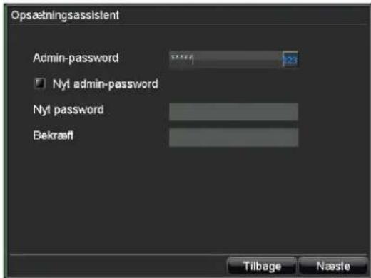 Opsætningsassistent Admin-password 123 Nyt admin-password Nyt password Bekraft Tilbage Næste