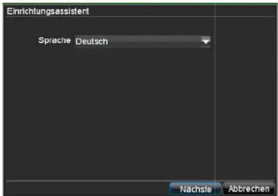 Einrichtungsassistent Sprache Deutsch Nächsle Abbrechen