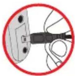 Close-up of a cable being inserted into a socket, enclosed in a red circle (no text or symbols visible)