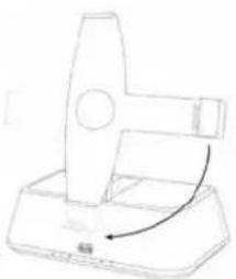Simple line drawing of a mechanical device with a curved arrow indicating rotation (no text or symbols)