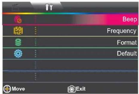 Beep Frequency Format Default Move Exit
