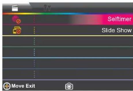 Selftimer Slide Show Move Exit