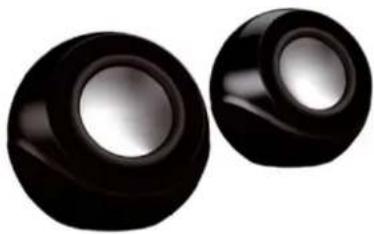 Two glossy black circular objects with central holes, resembling stylized buttons or gauges (no text or symbols visible).