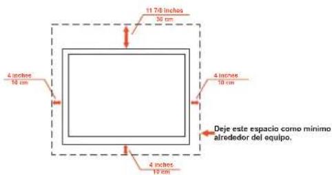 11.76 inches 30 cm 4 inches 10 cm 4 inches 10 cm Deje este espacio como minimo alrededor del equipo.