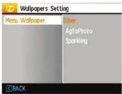 Wallpapers Setting Menu Wallpaper User AgfaPhoto Sparkling BACK